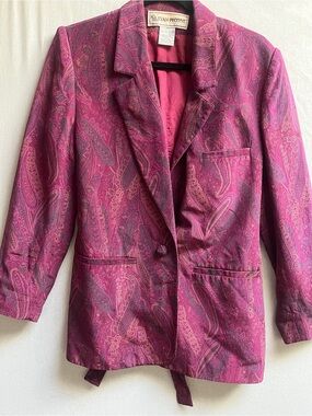 Evan Picone Vintage 100% Silk Paisley Tailored Blazer Jacket 4